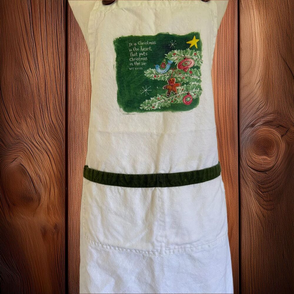 Vintage Kay Dee Design Holiday Full Apron Christmas Print Bib Pockets